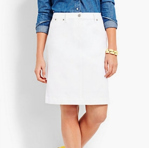 Talbots Dresses & Skirts - Talbots white stretch denim pencil skirt
